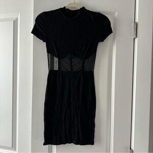 SHEIN Black Mini Dress with Mesh Detail
